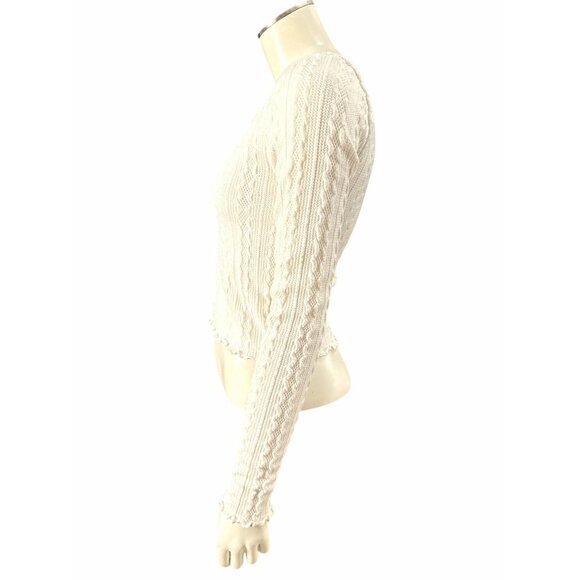 Forever 21 Size Medium Beige Knit Crop Top Sweater Soft Texture Cozy City Classi - Picture 3 of 9